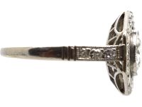 French Early 20th Century Platinum, Diamond Octagonal Cluster Ring