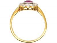 Edwardian 18ct Gold & Platinum, Diamond & Ruby Cluster Ring