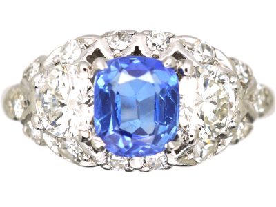 Early 20th Century Palladium, Sapphire & Diamond Ring