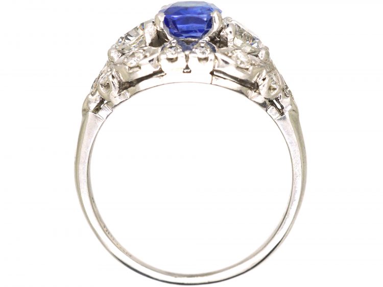 Early 20th Century Palladium, Sapphire & Diamond Ring