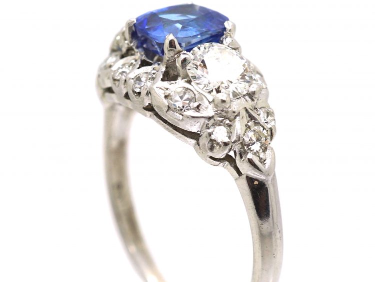 Early 20th Century Palladium, Sapphire & Diamond Ring