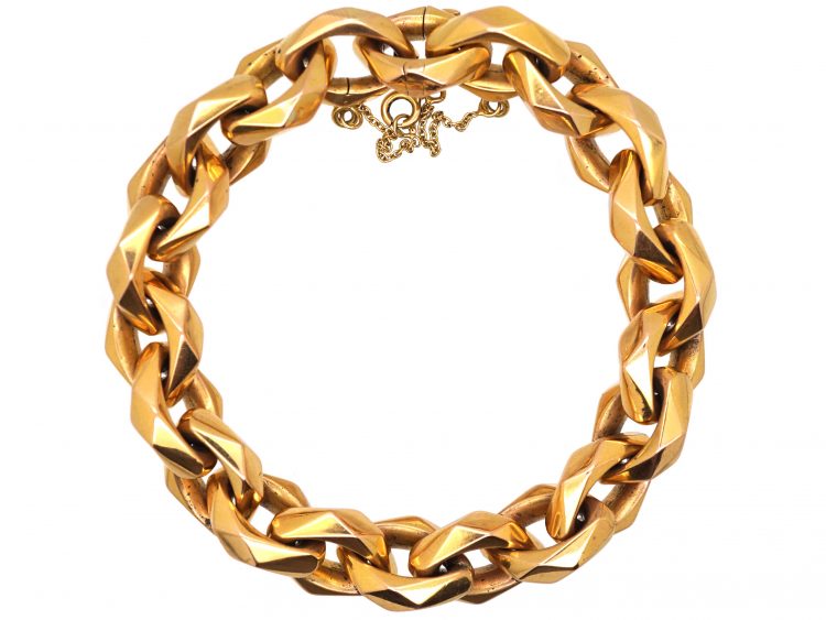 1930s French 18ct Gold Faceted Bracelet (86X) | The Antique