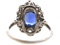 French Import 18ct White Gold & Platinum,Sapphire & Diamond Cluster Ring