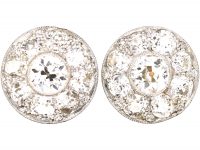 Art Deco 18ct Gold & Platinum, Transition Cut Diamond Cluster Earrings