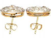 Art Deco 18ct Gold & Platinum, Transition Cut Diamond Cluster Earrings
