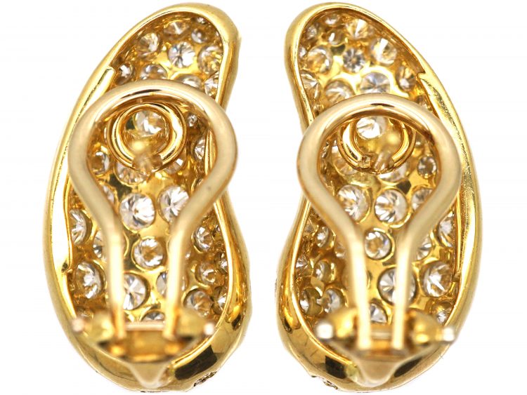 Vintage Tiffany 18ct Gold & Diamond Bean Earrings by Elsa Peretti