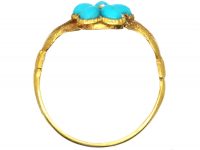Early 19th Century Fede Ring set with Turquoise & a Diamond