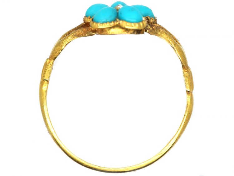 Early 19th Century Fede Ring set with Turquoise & a Diamond