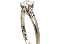 Early 20th Century 18ct White Gold & Platinum, Diamond Solitaire Ring with Diamond Set Shoulders