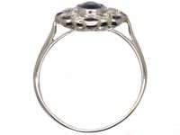 Early 20th Century Platinum Cluster Ring set with Sapphires & Diamonds
