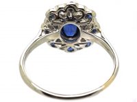 Early 20th Century Platinum Cluster Ring set with Sapphires & Diamonds