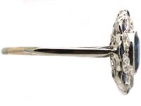 Early 20th Century Platinum Cluster Ring set with Sapphires & Diamonds