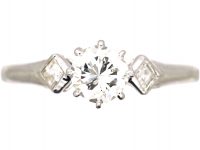 Edwardian Platinum Ring set with a Diamond with Diamond Set Shoulders