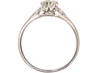 Edwardian Platinum Ring set with a Diamond with Diamond Set Shoulders