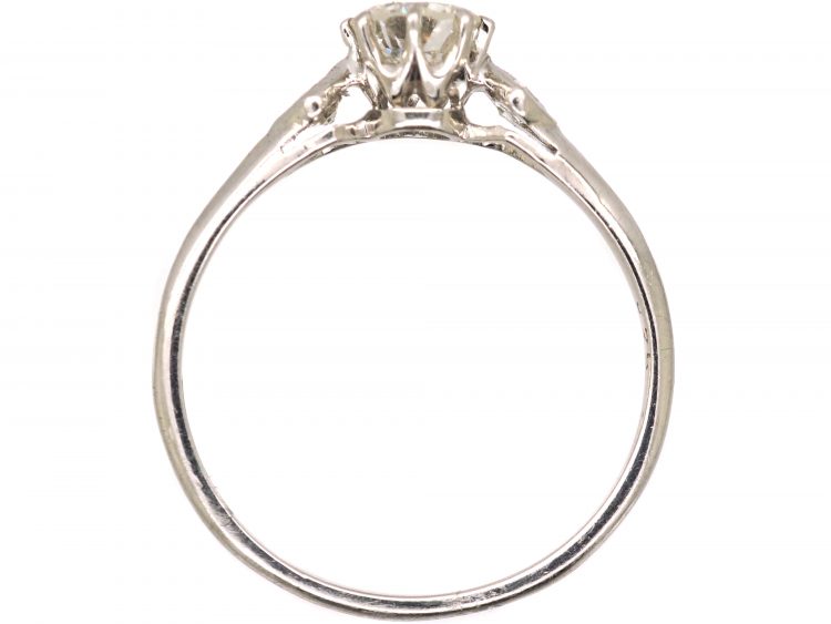 Edwardian Platinum Ring set with a Diamond with Diamond Set Shoulders