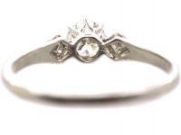 Edwardian Platinum Ring set with a Diamond with Diamond Set Shoulders