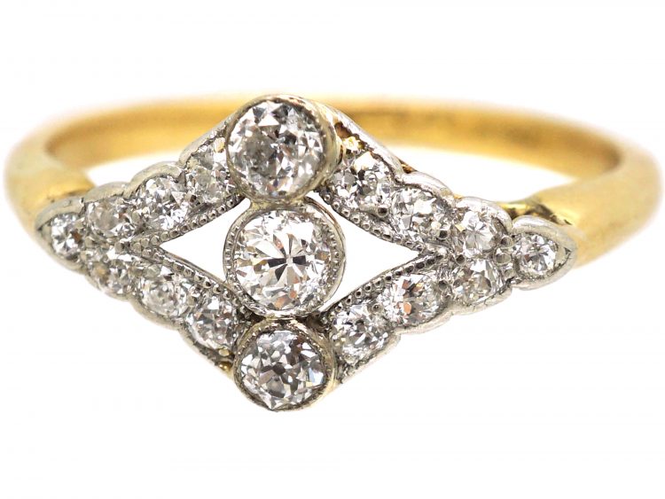Early 20th Century 18ct Gold & Platinum Ring set with Diamonds