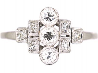 Early 20th Century 18ct White Gold Geometric Ring set with Diamonds