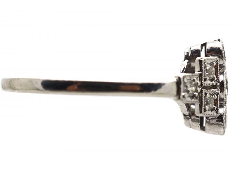 Early 20th Century 18ct White Gold Geometric Ring set with Diamonds