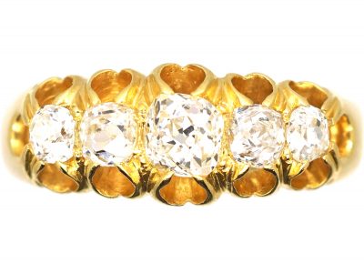Victorian 18ct Gold, Five Stone Old Mine Cut Diamond Ring