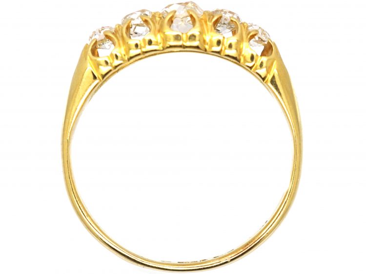 Victorian 18ct Gold, Five Stone Old Mine Cut Diamond Ring