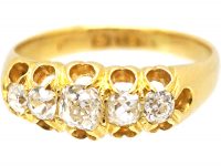 Victorian 18ct Gold, Five Stone Old Mine Cut Diamond Ring