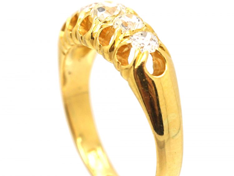 Victorian 18ct Gold, Five Stone Old Mine Cut Diamond Ring
