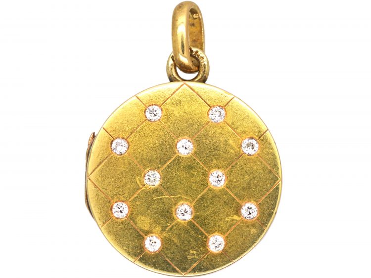 Early 20th Century 14ct Gold Round Locket set with Diamonds