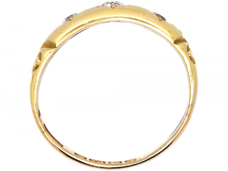 Victorian 18ct Gold, Three Stone Diamond Gypsy Ring