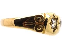 Victorian 18ct Gold, Three Stone Diamond Gypsy Ring