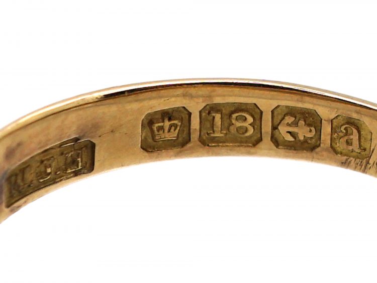 Victorian 18ct Gold, Three Stone Diamond Gypsy Ring