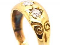 Victorian 18ct Gold, Three Stone Diamond Gypsy Ring