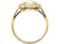Edwardian 18ct Gold, Opal & Diamond Cluster Ring