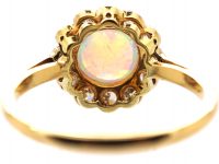 Edwardian 18ct Gold, Opal & Diamond Cluster Ring