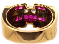 French Retro 18ct Gold, Ruby & Diamond Cocktail Ring