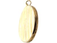 Edwardian 9ct Gold Back & Front, Round Locket with Engine Turned Detail