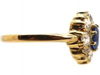 Edwardian 18ct Gold, Sapphire & Old Mine Cut Diamond Cluster Ring