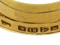 Edwardian Large 18ct Gold Double Snake Ring set with Diamonds