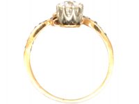 Art Nouveau 18ct Gold Flower Ring set with Diamonds