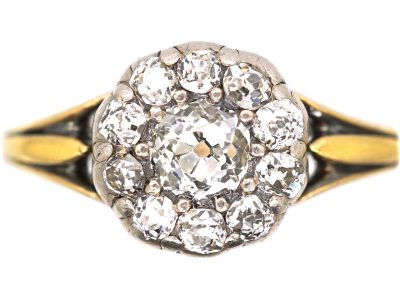 Georgian 18ct Gold & Silver, Diamond Cluster Ring