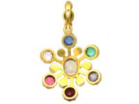 Victorian 18ct Gold Harlequin Pendant set with Sapphires, Emerald, Pearls, Green Garnet & Garnet