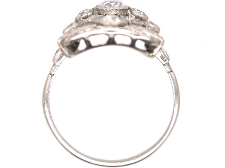 Early 20th Century Platinum Rectangular Shaped Ring set with Diamonds