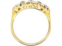 Victorian 18ct Gold, Diamond Carved Half Hoop Ring