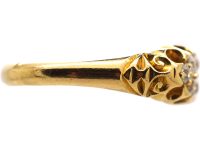 Edwardian 18ct Gold Boat Shaped Ring set with Diamonds