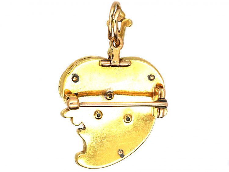 Victorian 15ct Gold,Jubilee Enamel & Diamond Weeping Heart Pendant