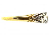 Victorian 18ct Gold, Carved Half Hoop Diamond Ring