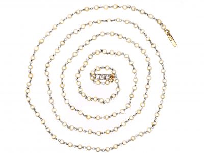 Edwardian Platinum & Natural Pearl Chain