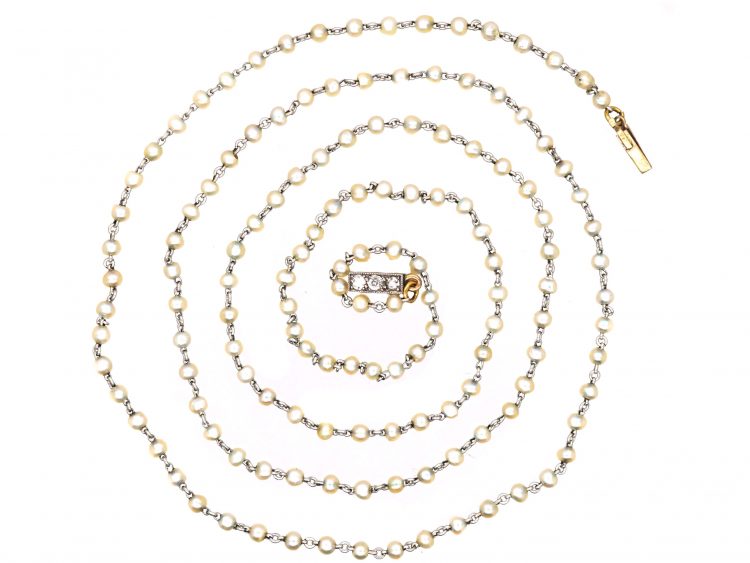 Edwardian Platinum & Natural Pearl Chain