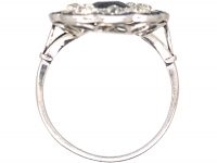 Early 20th Century French Large Platinum Sapphire & Diamond Flower Cluster Ring