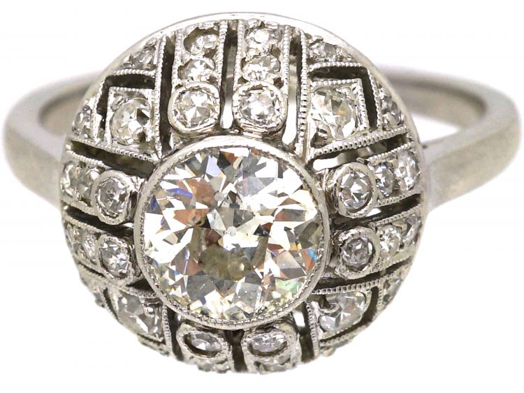 Art Deco Platinum, Diamond Bombé Ring